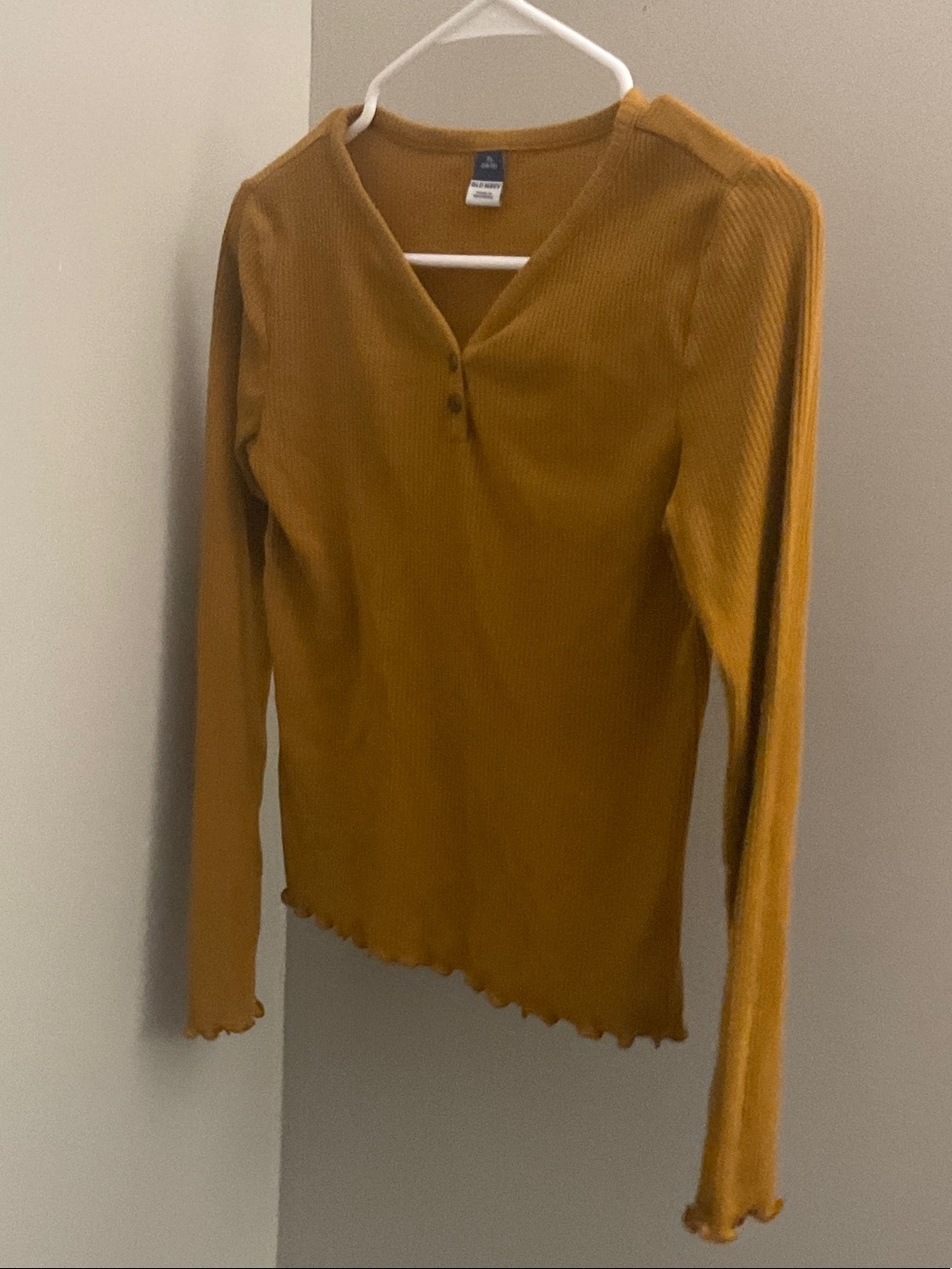 Old Navy Mustard Ribbed Long Sleeve Henley Top